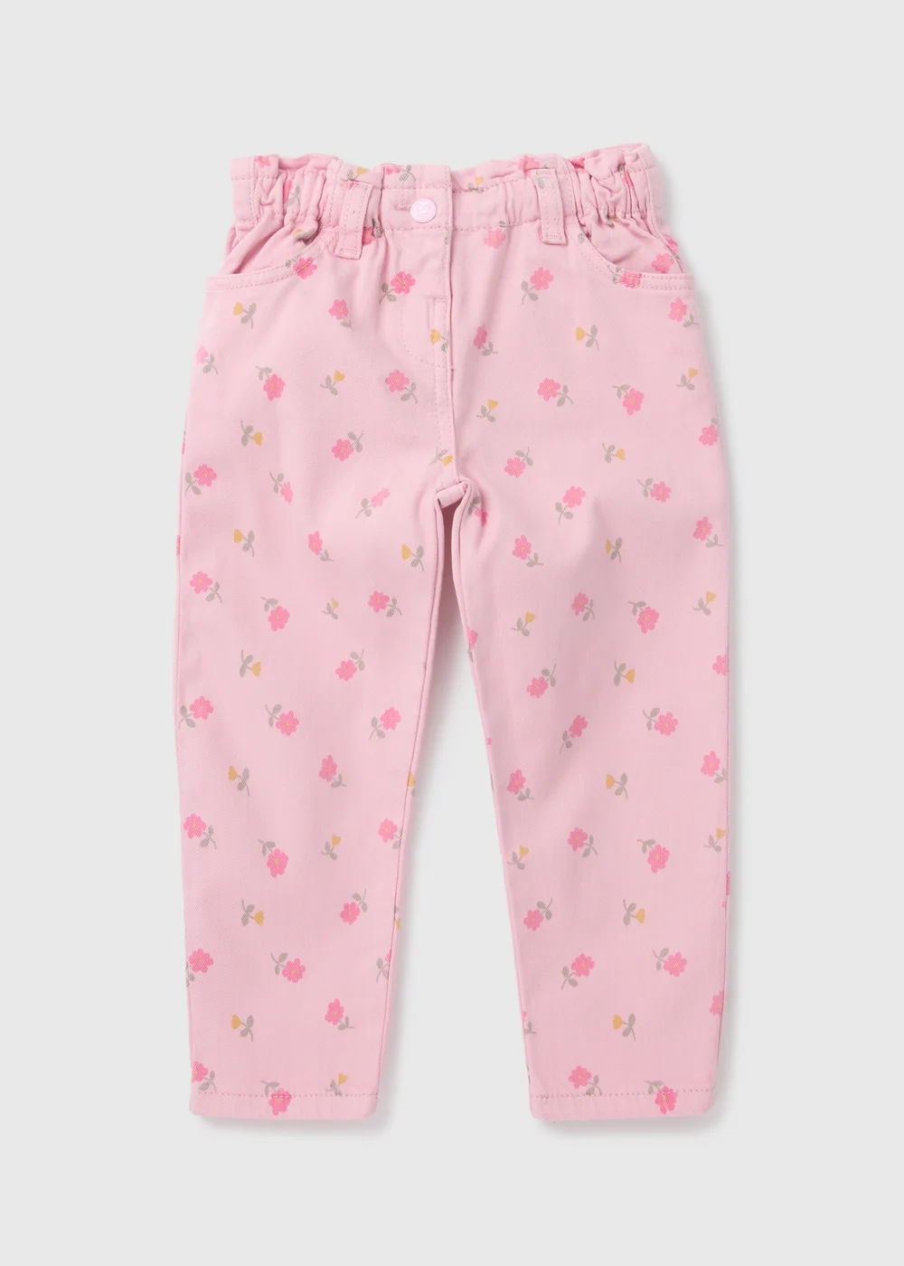 Girls Pink Flower Printed Jeans (1-7yrs) - Age 2 - 3 Years Image 1