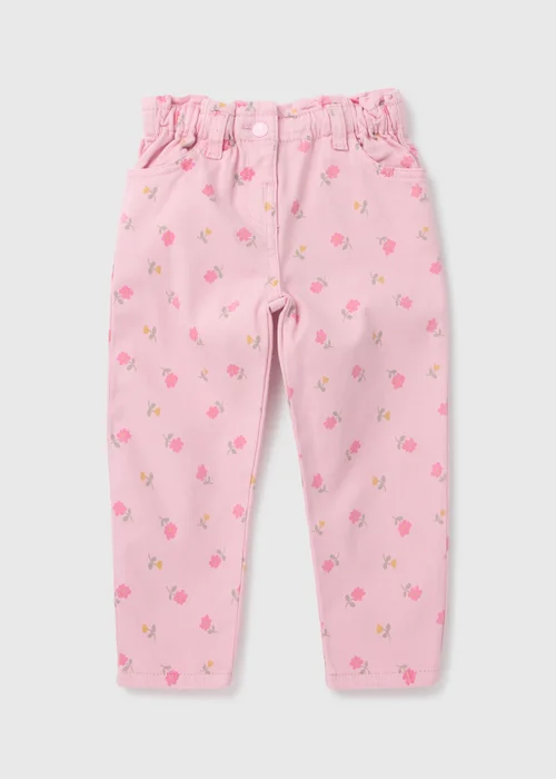 Girls Pink Flower Printed Jeans (1-7yrs) - Age 2 - 3 Years Image 1