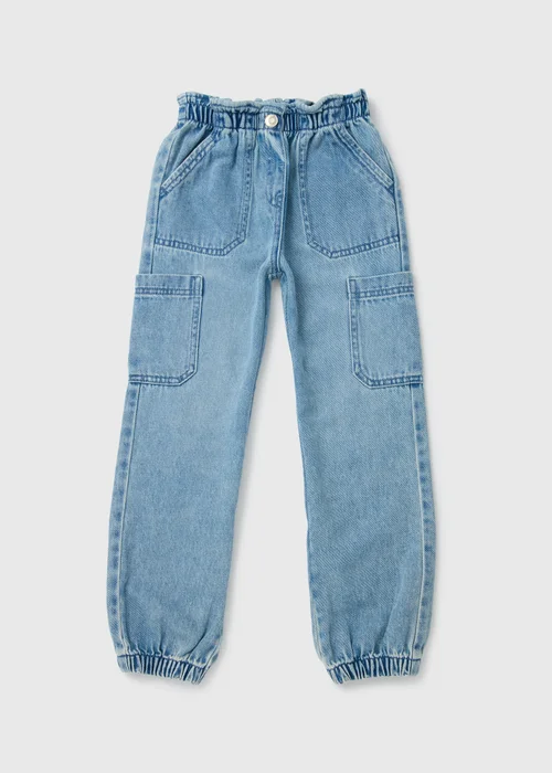 Girls Blue Cargo Jeans (1-7yrs) - Age 2 - 3 Years Image 1