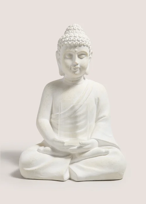 White Large Buddha Candle Holder (30.5cm x 18.5cm x 16.5cm) Image 1
