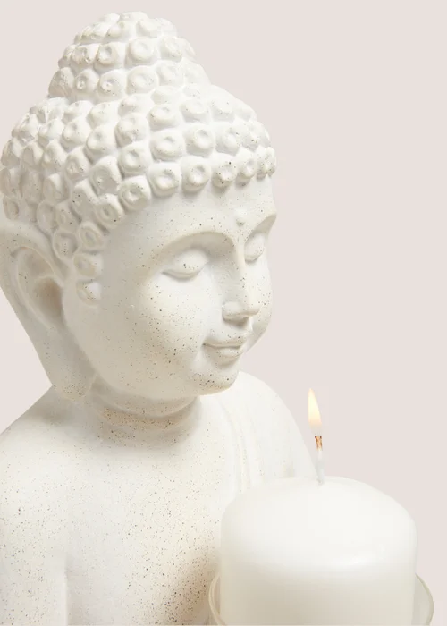 White Large Buddha Candle Holder (30.5cm x 18.5cm x 16.5cm) Image 2