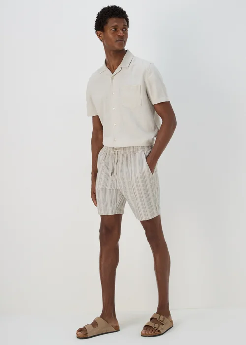 Stone Striped Linen Shorts - S Image 4