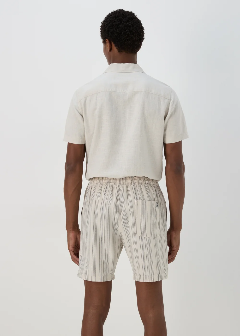Stone Striped Linen Shorts - S Image 2
