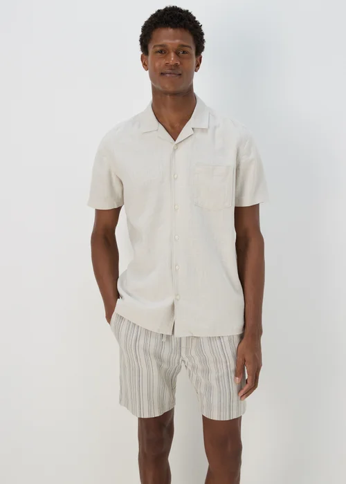 Stone Striped Linen Shorts - S Image 1