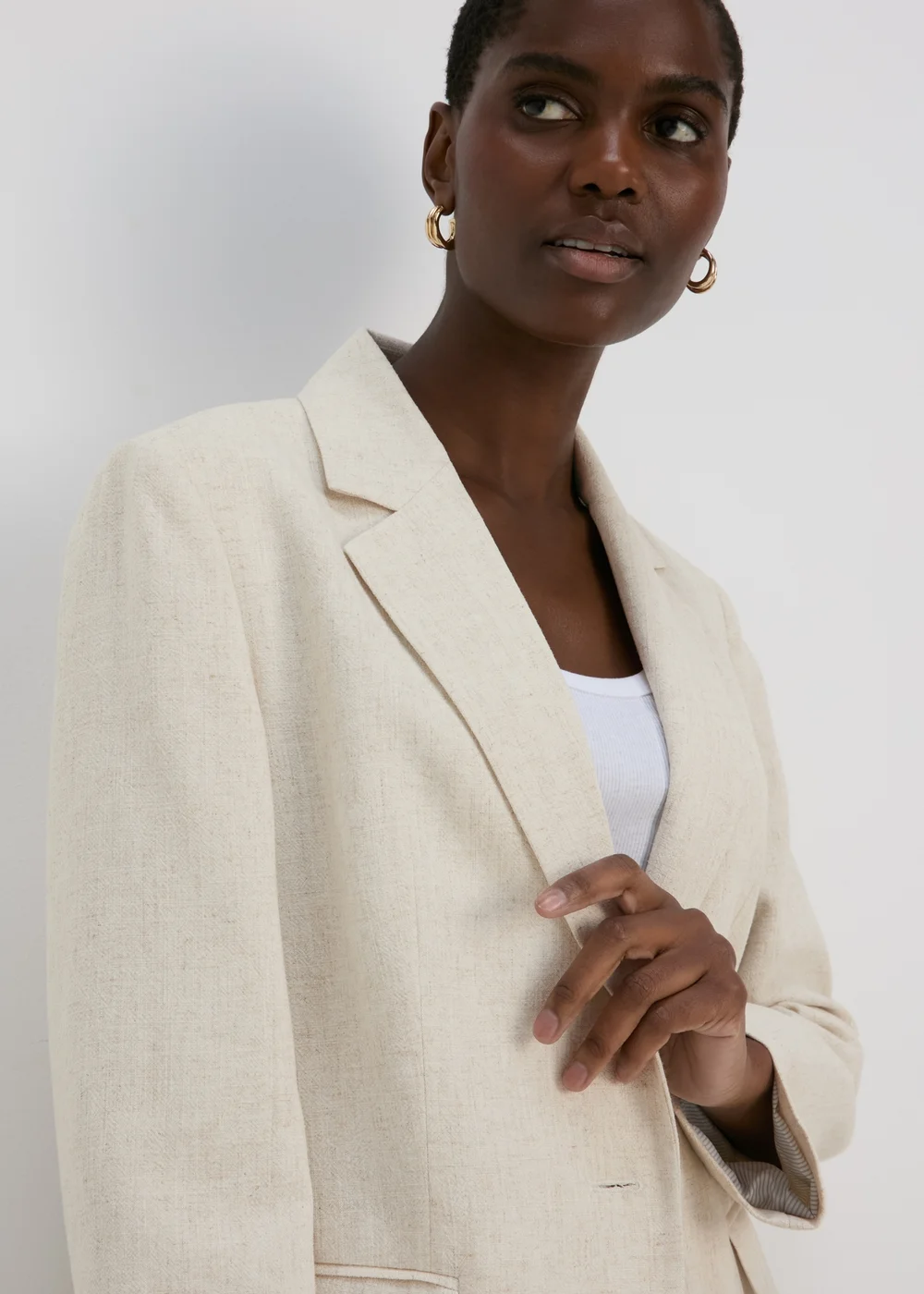 Papaya Petite Stone Power Fixture Linen Blazer - 6 Image 3