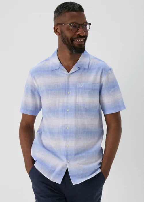 Lincoln Blue Horizontal Stripe Slub Shirt - S Image 1