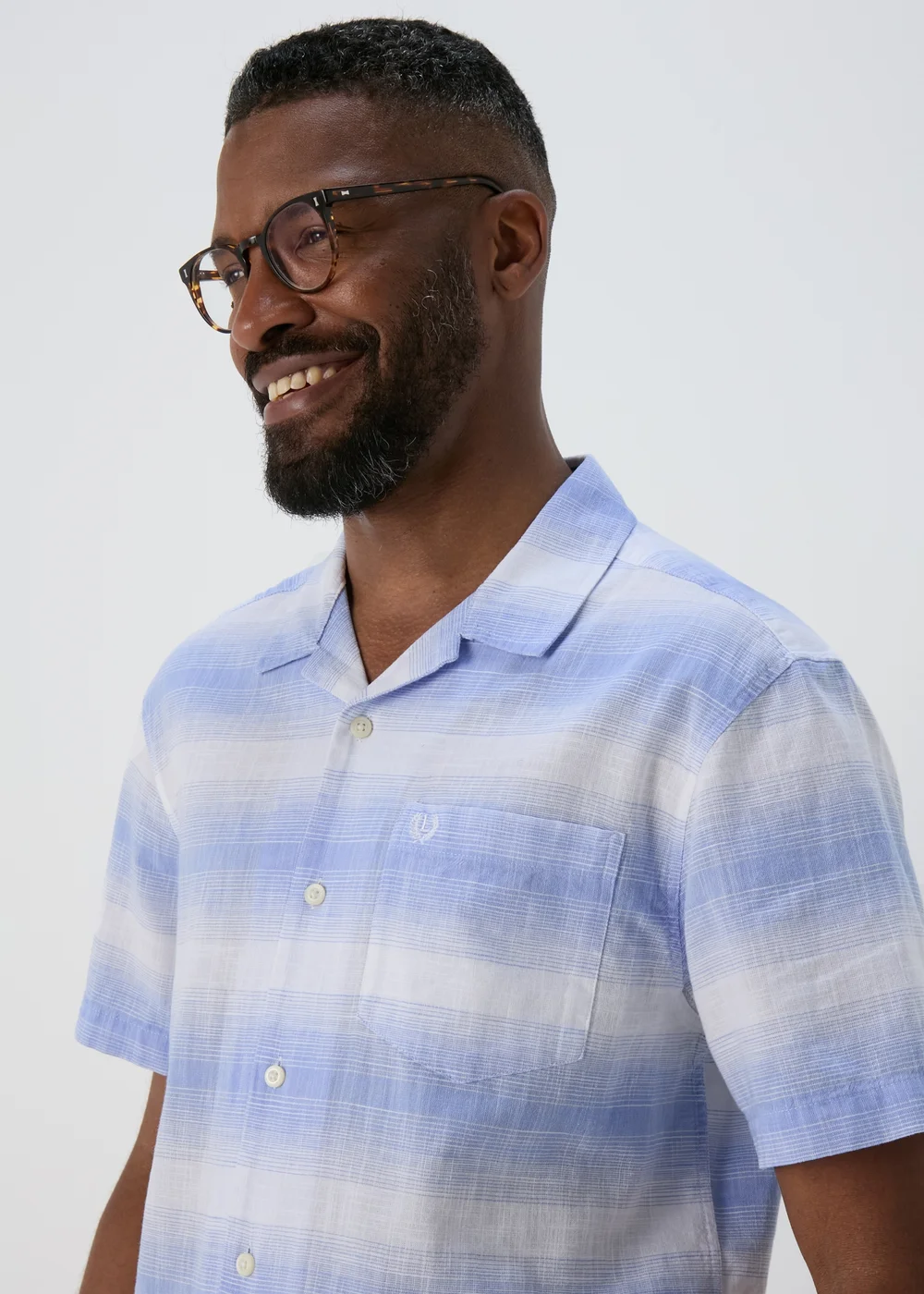 Lincoln Blue Horizontal Stripe Slub Shirt - S Image 3