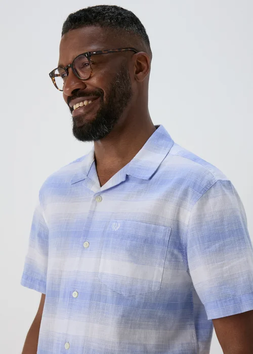 Lincoln Blue Horizontal Stripe Slub Shirt - S Image 3