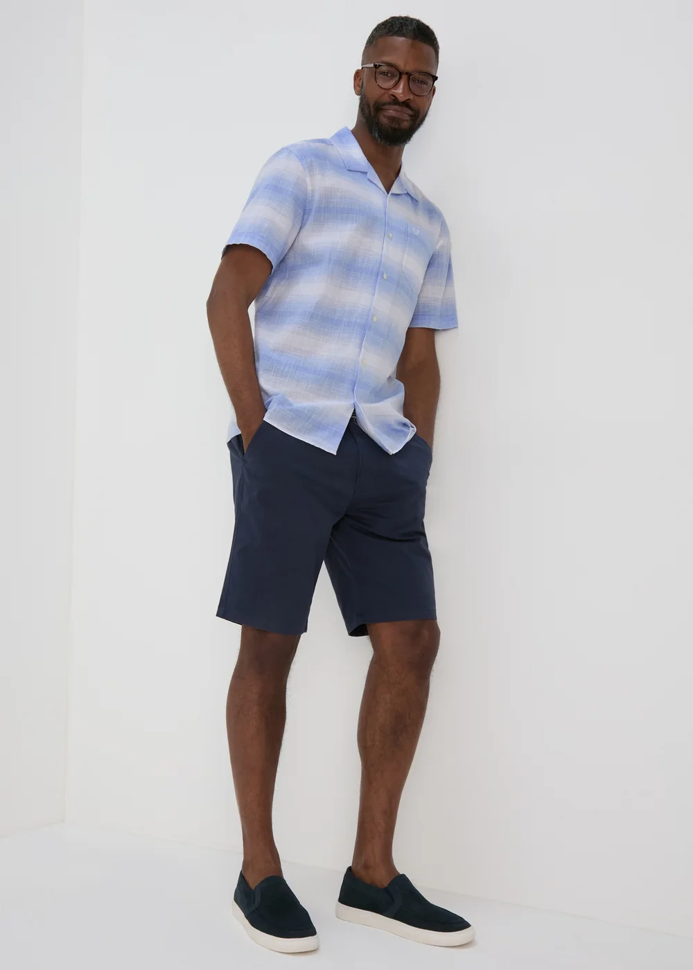 Lincoln Blue Horizontal Stripe Slub Shirt - S Image 4