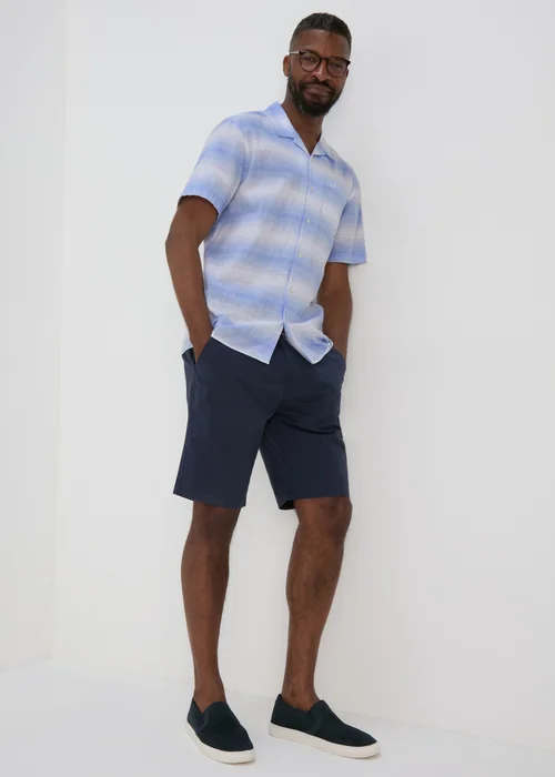 Lincoln Blue Horizontal Stripe Slub Shirt - S Image 4