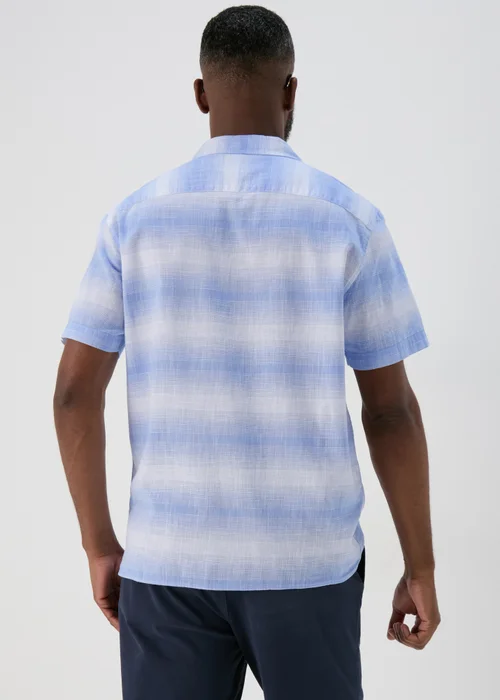 Lincoln Blue Horizontal Stripe Slub Shirt - S Image 2