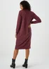 Burgundy V Neck Ribbed Midi Dress - 8 Image 2