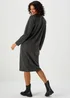 Grey V Neck Ribbed Midi Dress - 8 Image 2
