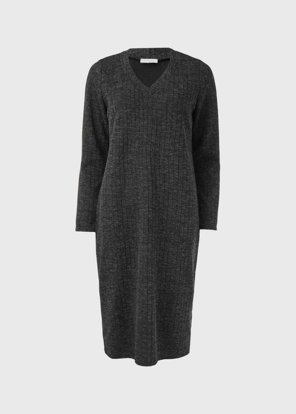 Grey V Neck Ribbed Midi Dress - 8 Image 5