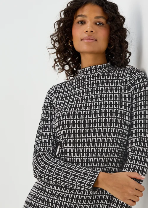 Black Jacquard Long Sleeve Mini Dress - 8 Image 3