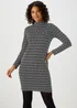 Black Jacquard Long Sleeve Mini Dress - 8 Image 1
