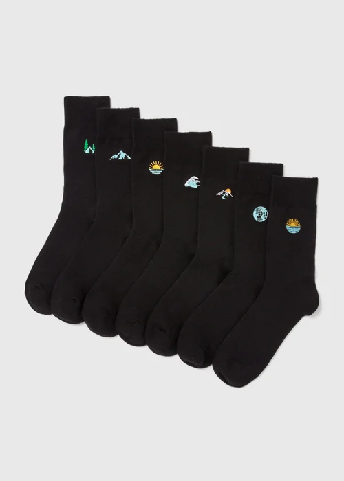 7 Pack Outdoor Embroidered Socks - Sizes 6 - 8.5 Image 1