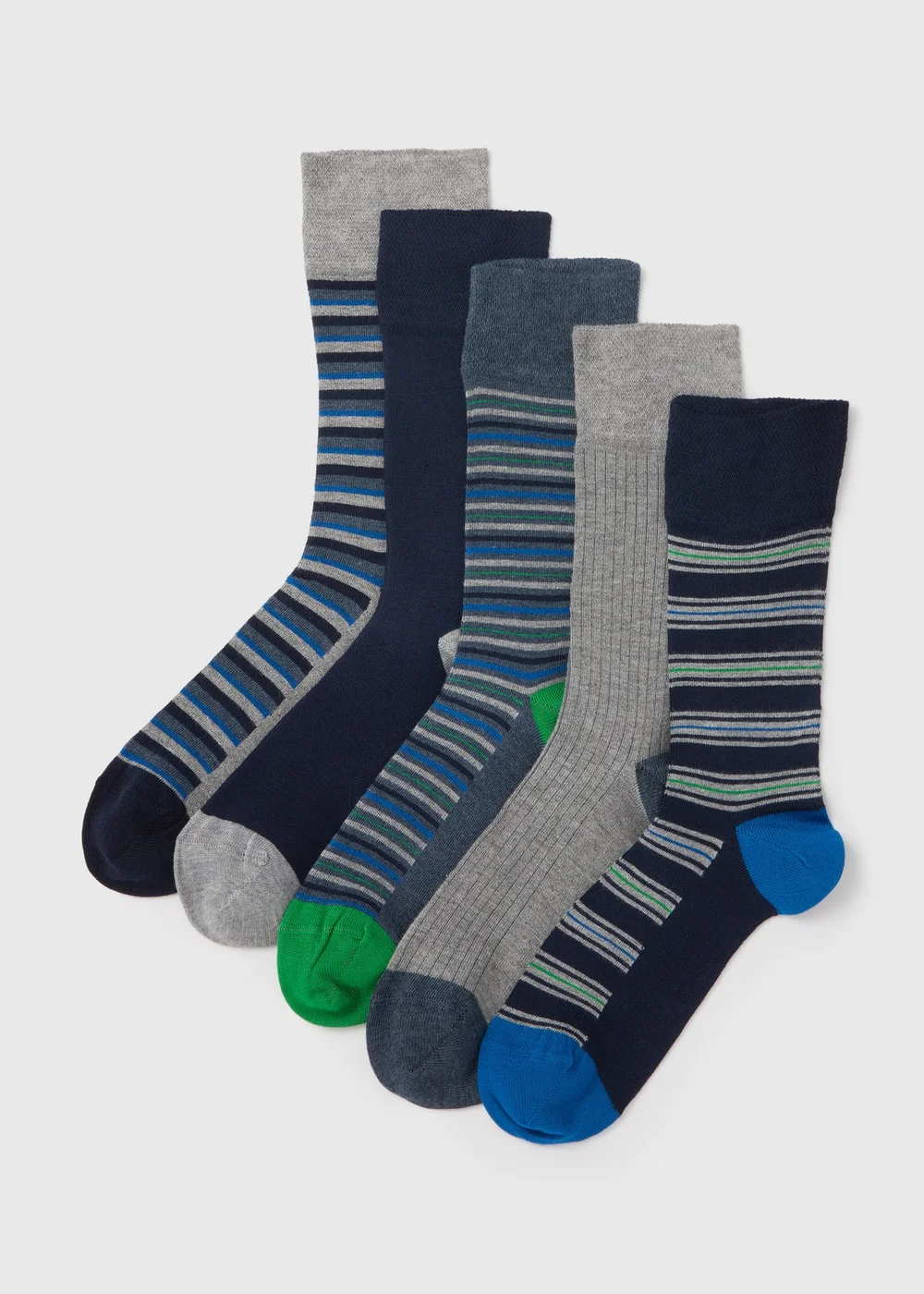 5 Pack Multicoloured Striped Socks - 6-8.5 Image 1