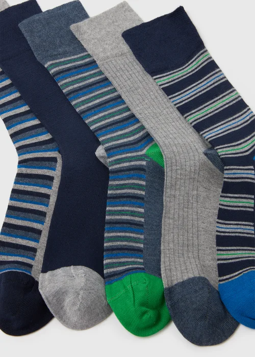 5 Pack Multicoloured Striped Socks - 6-8.5 Image 2