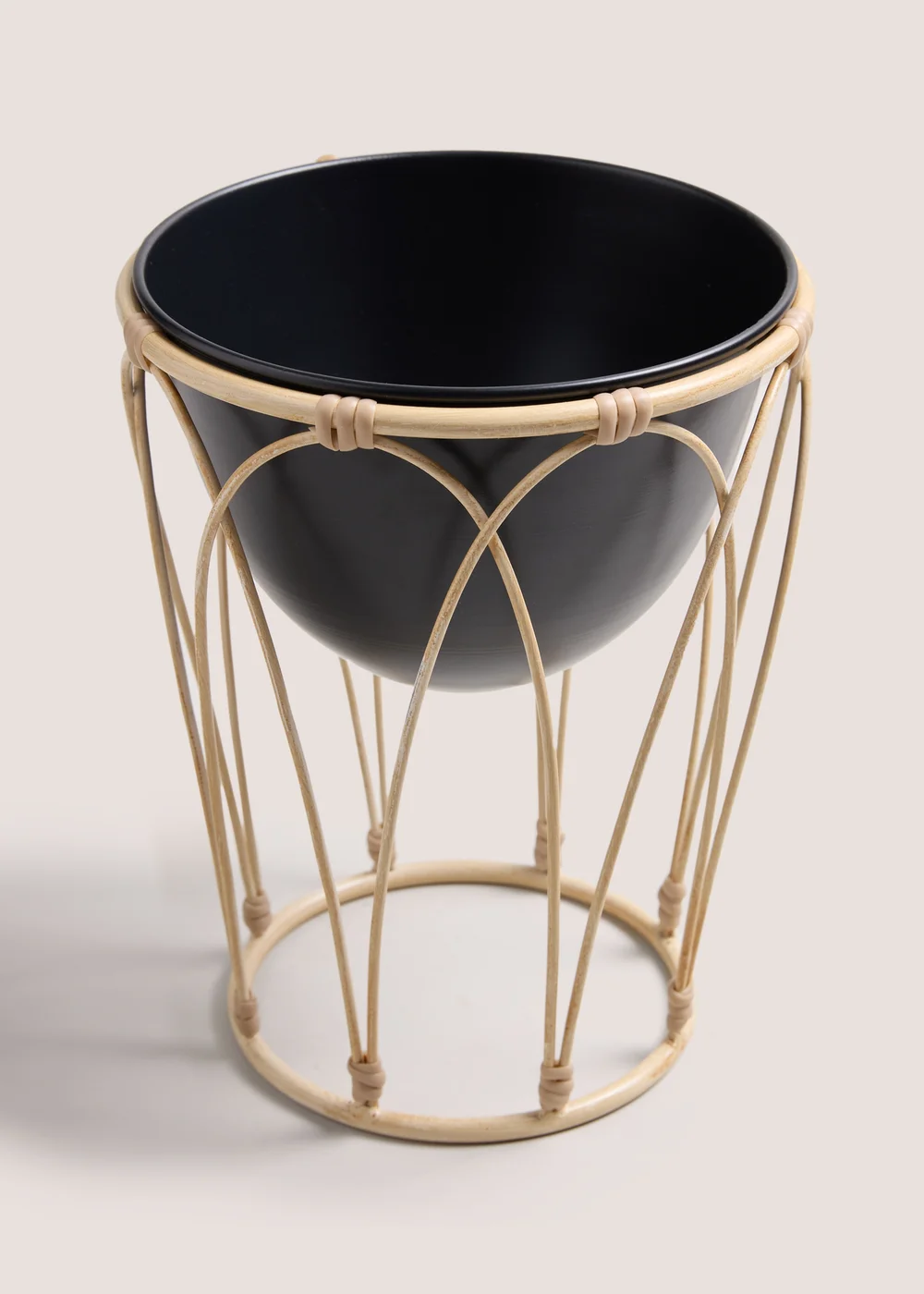 Black Cabana Metal Rattan Planter (27cm x 21cm x 21cm) Image 1
