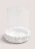 White Floral Hurricane Candle Holder (15.5cm x 11cm x 11cm) Image 1