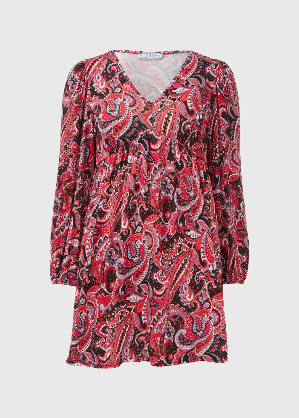 Multicoloured Paisley Print Empire Mini Dress - 8 Image 5