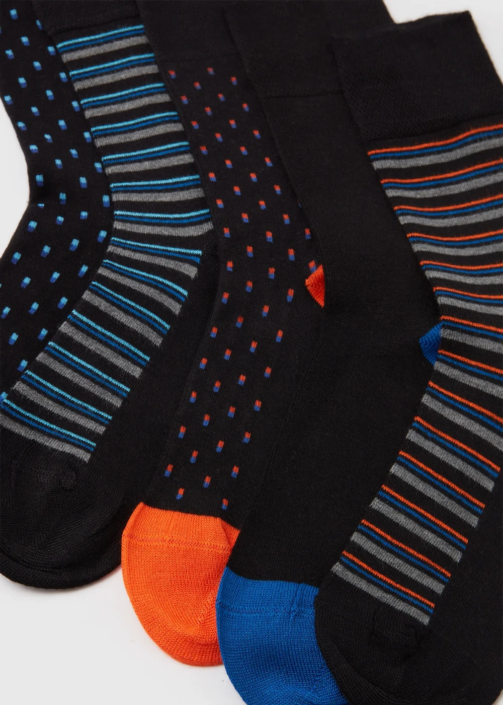 5 Pack Flexi Top Black Patterned Socks - 6-8.5 Image 2