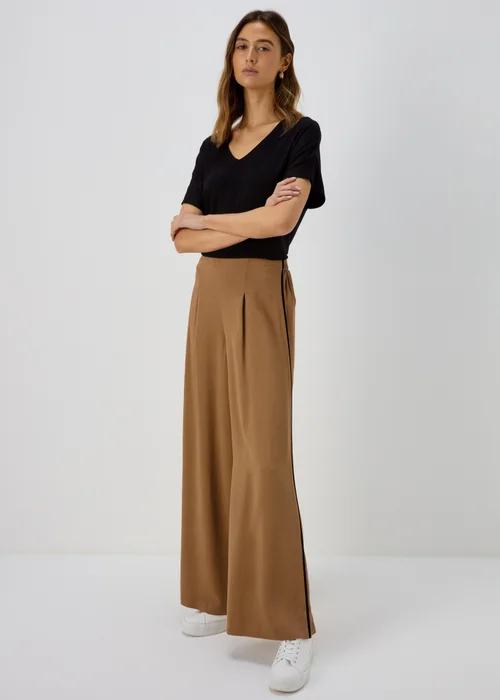 Et Vous Camel Wide Leg Side Stripe Bottoms - 8 Image 1