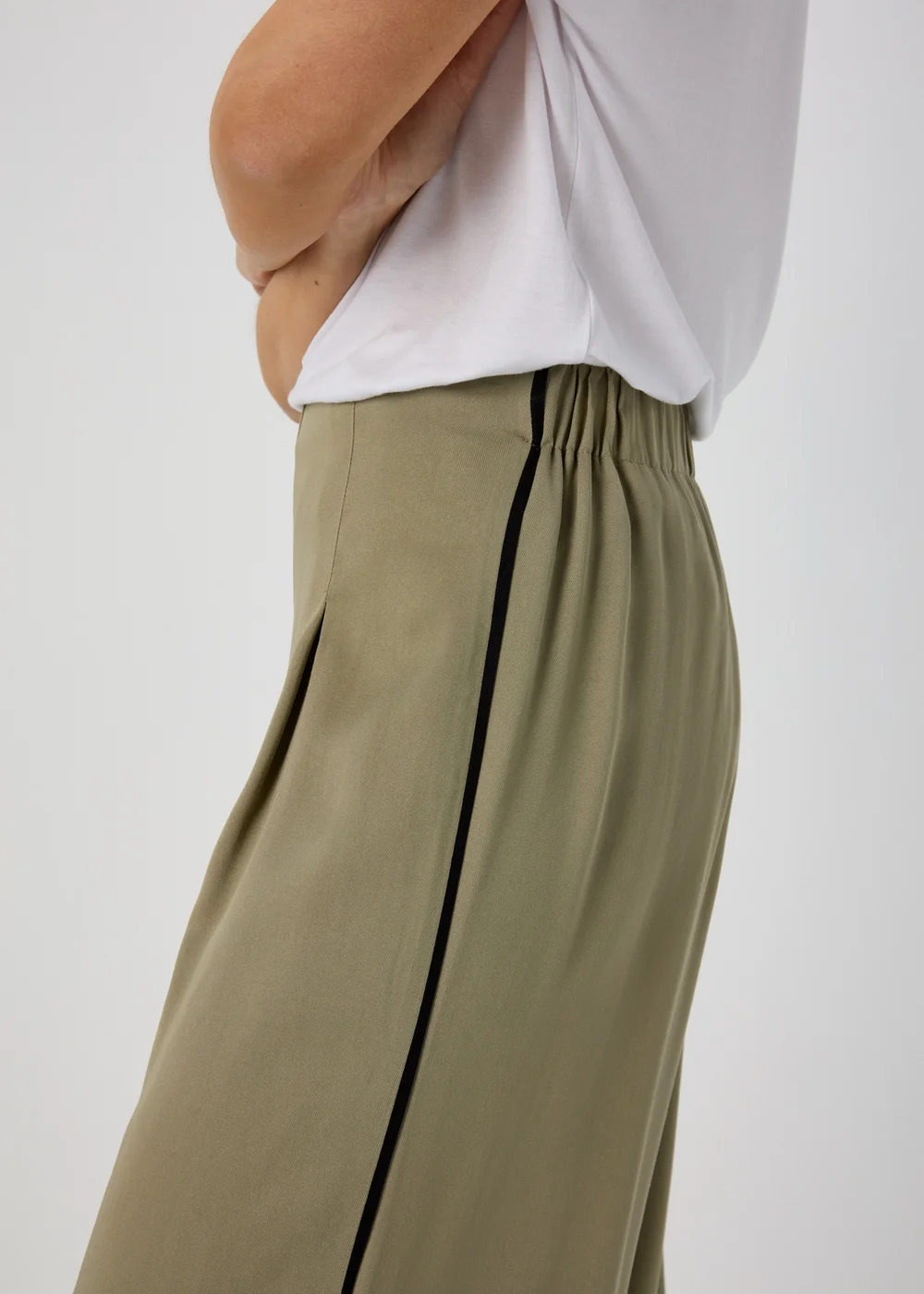 Et Vous Khaki Wide Leg Side Stripe Bottoms - 8 Image 3