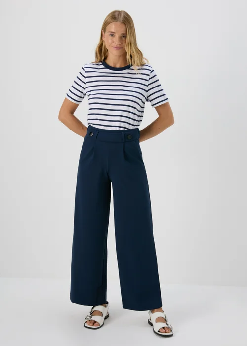 JDY Navy Geggo Button Trousers - 8 Image 1