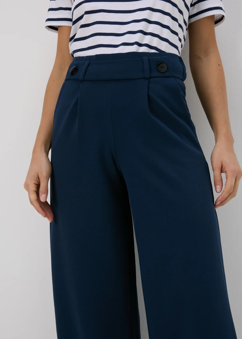 JDY Navy Geggo Button Trousers - 8 Image 3