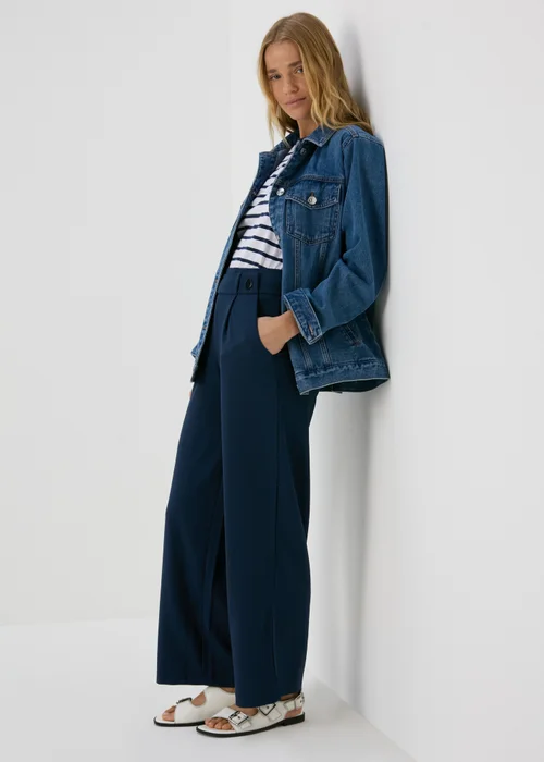 JDY Navy Geggo Button Trousers - 8 Image 4