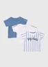 Boys 3 Pack Blue Preppy T-Shirts (Newborn-23mths) - Newborn Image 1