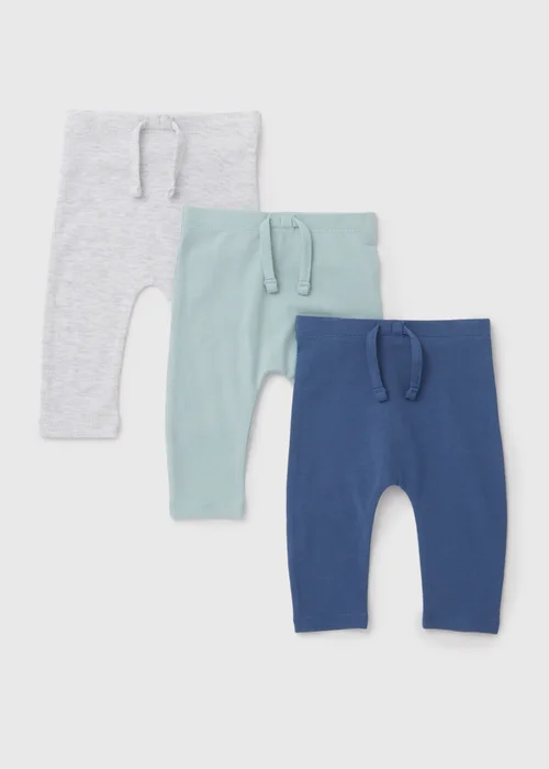 Boys 3 Pack Blue Preppy Leggings (Newborn-23mths) - 9-12 months Image 1