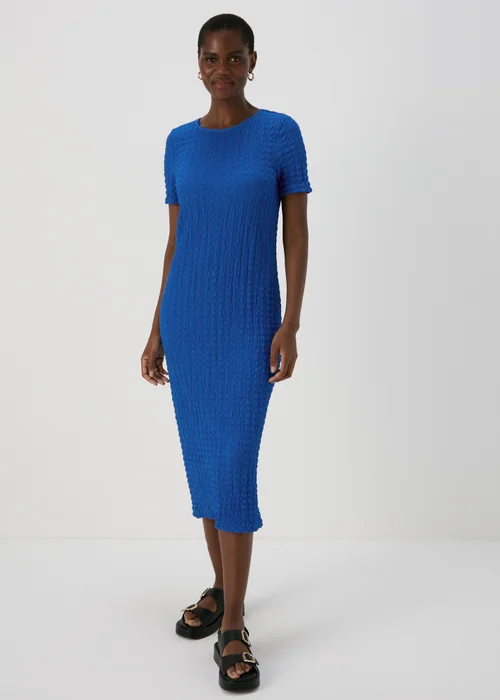 Blue Textured Midi Dress - 8 Image 1