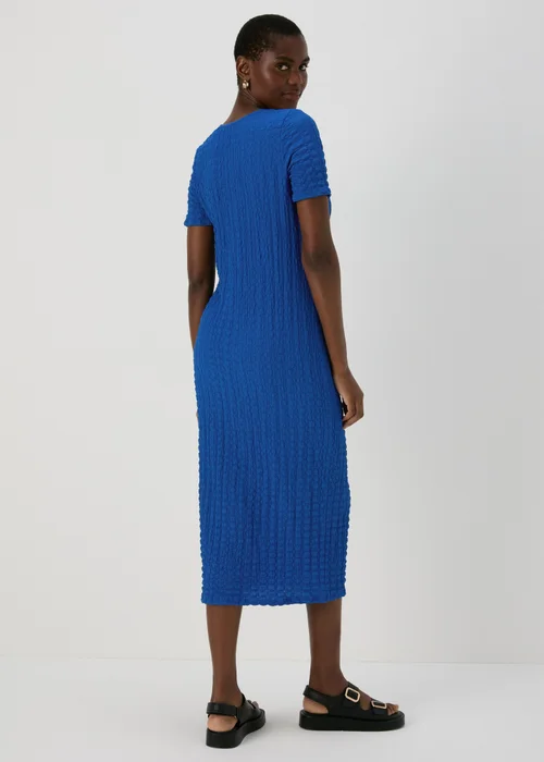 Blue Textured Midi Dress - 8 Image 2