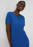 Blue Textured Midi Dress - 8 Image 3