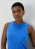 Blue Ribbed Mini Racer Dress - 8 Image 3