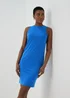 Blue Ribbed Mini Racer Dress - 8 Image 1