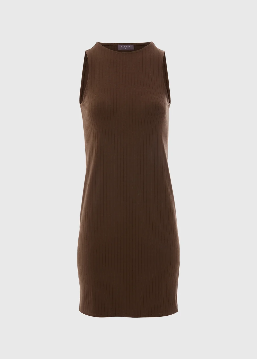 Brown Racer Ribbed Mini Dress - 8 Image 5