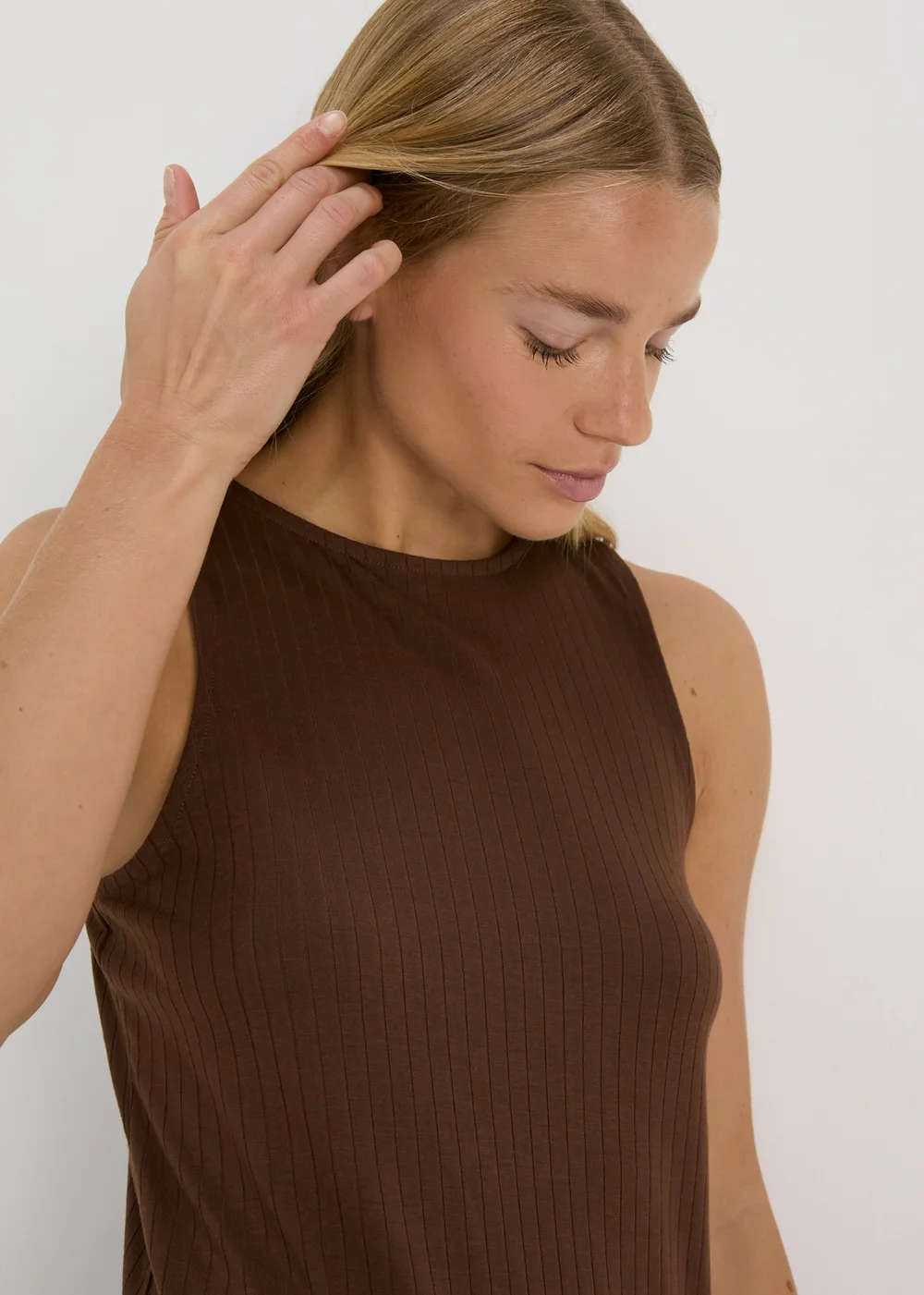 Brown Racer Ribbed Mini Dress - 8 Image 3