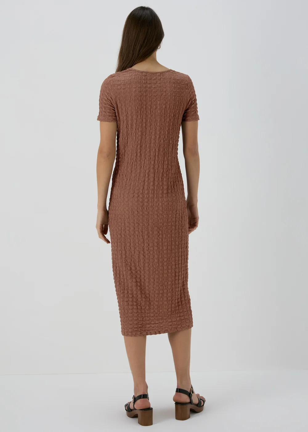 Brown Hyper Texture Midi Dress - 8 Image 2
