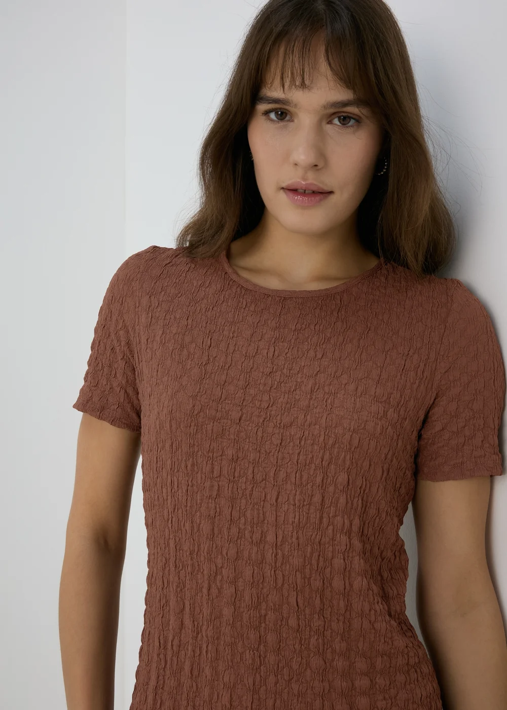Brown Hyper Texture Midi Dress - 8 Image 3