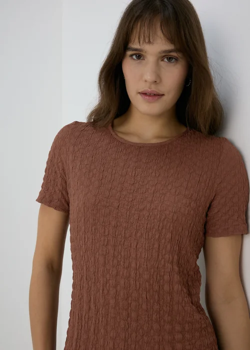 Brown Hyper Texture Midi Dress - 8 Image 3