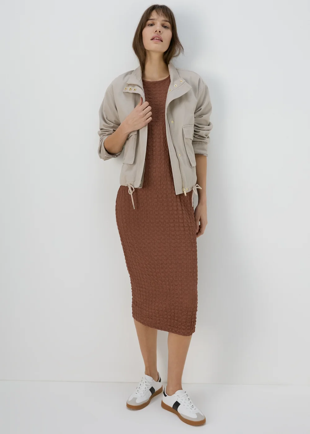 Brown Hyper Texture Midi Dress - 8 Image 4