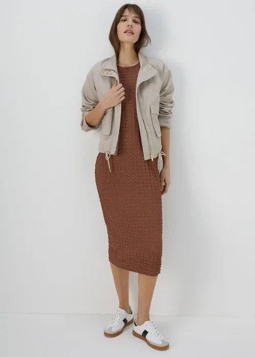 Brown Hyper Texture Midi Dress - 8 Image 4
