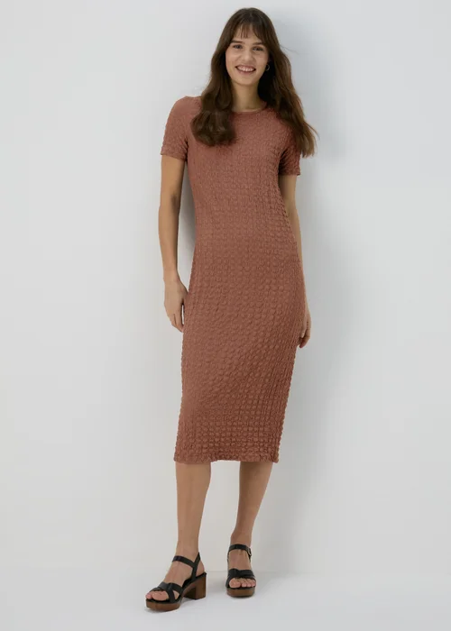 Brown Hyper Texture Midi Dress - 8 Image 1