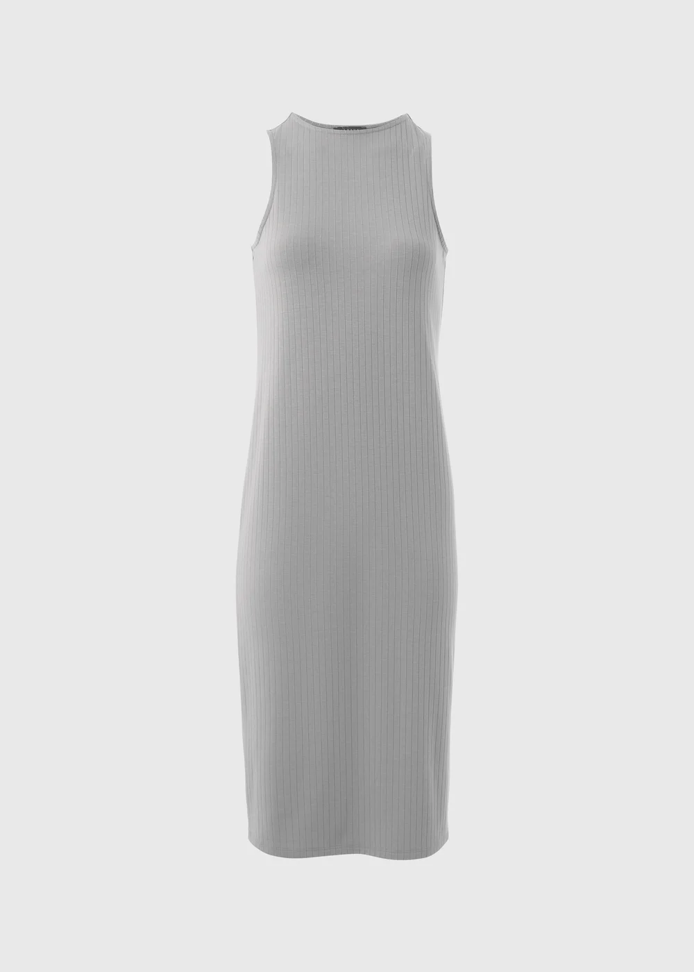 Grey Ribbed Racer Midi Dress - 8 Image 5