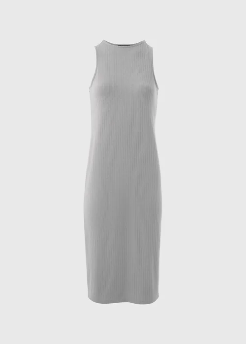 Grey Ribbed Racer Midi Dress - 8 Image 5