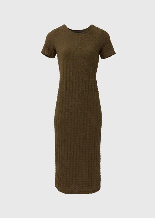 Khaki Hyper Textured Midi Dress - 8 Image 5